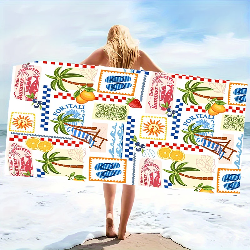Argentina Sun Checkered Flag Beach Towel Vintage Blue Grid Pattern Retro National Symbol Design Soft Microfiber Towel