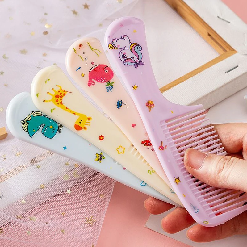 2Pcs Kids Hair Comb Set Cute Portable Anti-Static Plastic Hairdressing Comb For Girls Hair Comb Cartoon Baby Chil