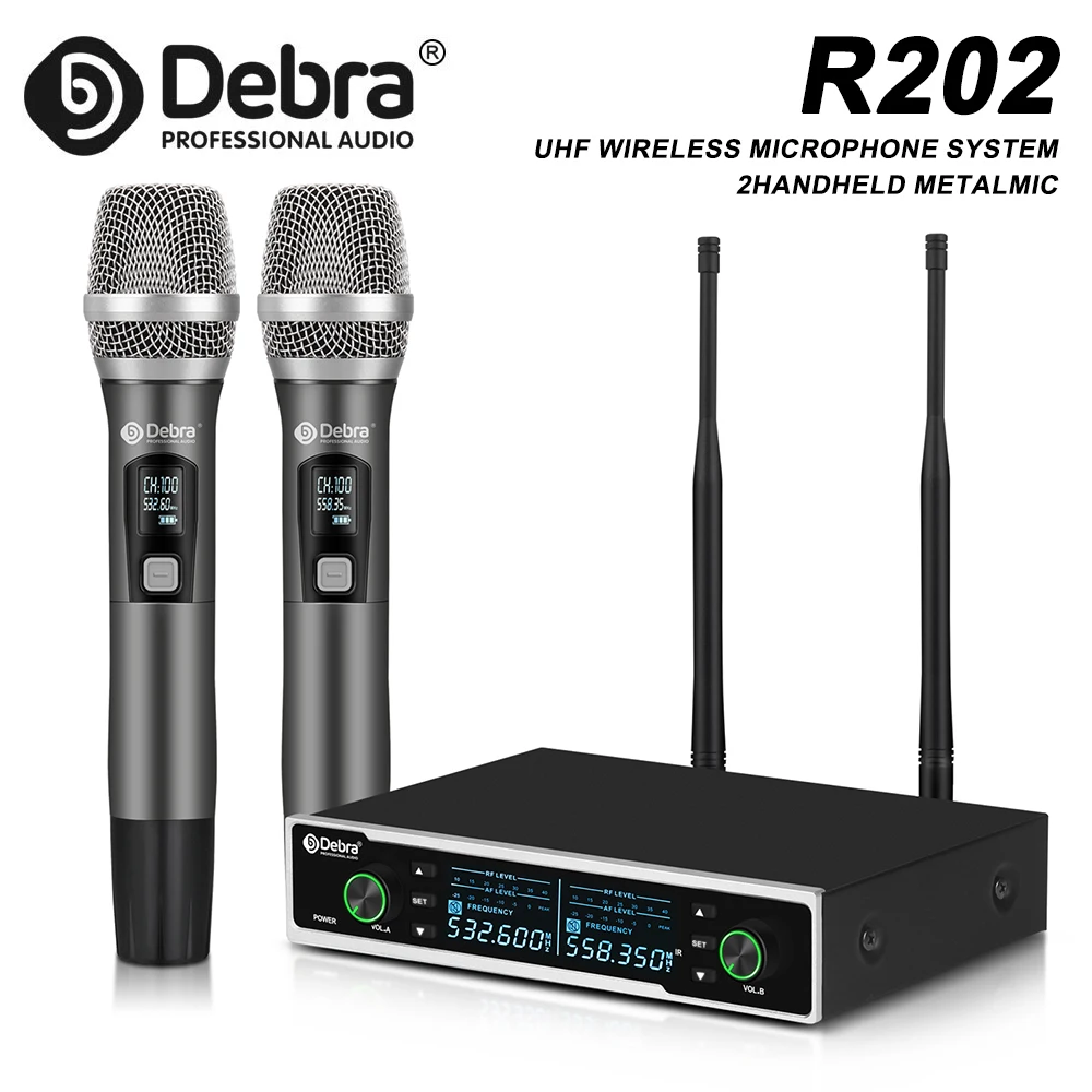 

Debra R202 professional wireless handheld microphone, UHF 530-580MHz, transmission distance 100m, for stage performance, hosting
