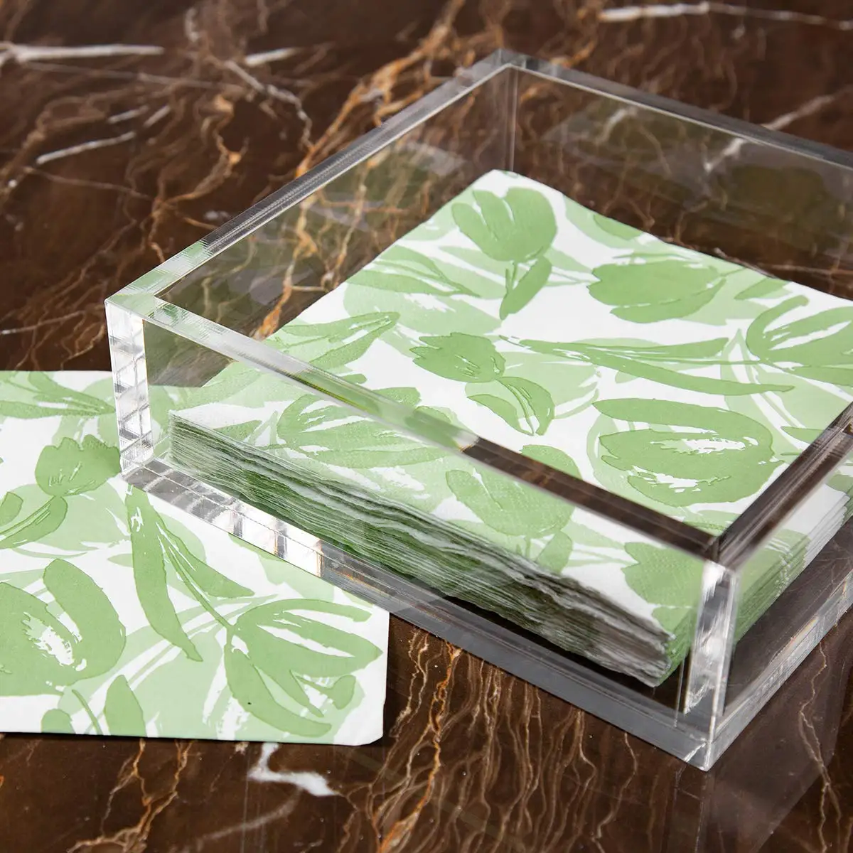 Acrylic Lunch Napkin Holder,Table Top Decorative Napkin Tray for Dining Table and Kitchen,Clear Napkin Holder Tissue Dispenser