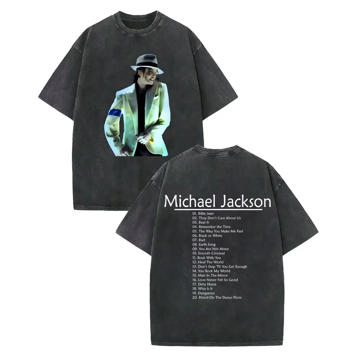خمر غسلها مايكل جاكسون الجرافيك تي شيرت الرجال النساء Harajuku روك الملابس تي شيرت موضة عادية تي شيرتات قصيرة الاكمام