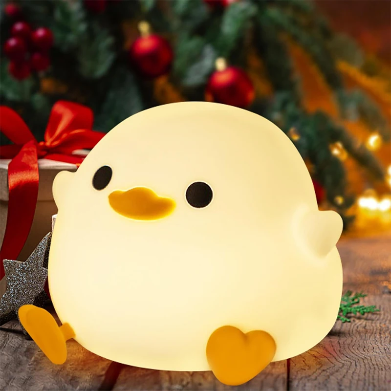 

DoDo Duck Night Light, Cute Duck Lamp, Rechargeable Dimmable Nightlight, Silicone LED Bedside Lamp Nursery Touch-Sensitive