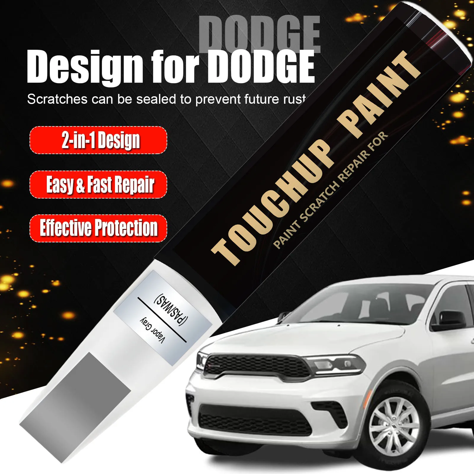 Vapor Gray(PAS/WAS) for Dodge Touch Up Paint Pen,Precise Color Match for Car Paint Scratch Repair