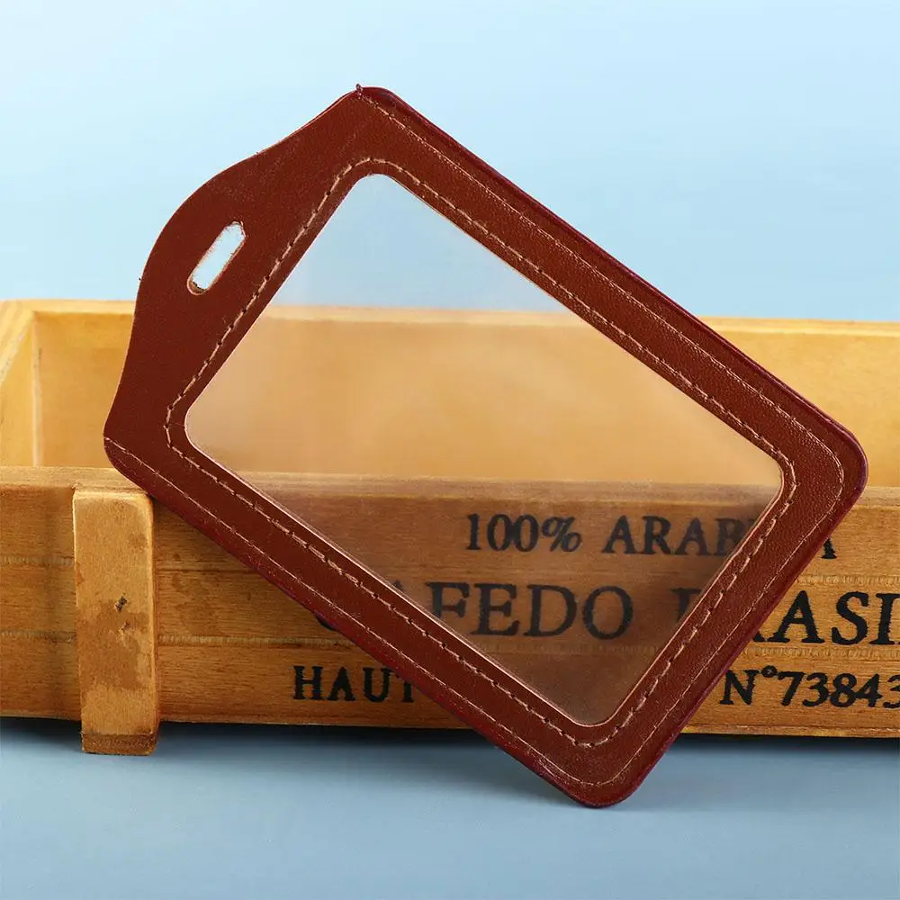 PU Leather ID Badge Case Double-Sided Work Identity Business Card Holder Transparent Colorful Name Card Cover Credit Card