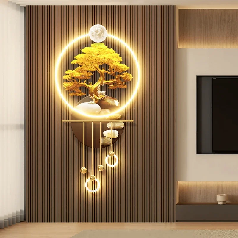 

Crystal Inlaid Fortune Tree LED Luminous Mural Wall Lamp - Living Room Background Wall Decor Interior Light Panel Fixture