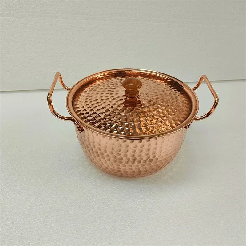 Retro Handmade Copper Cookware, Thickened Non-stick Binaural Soup Pot with Lid, Traditional Chinese Kitchen Essential