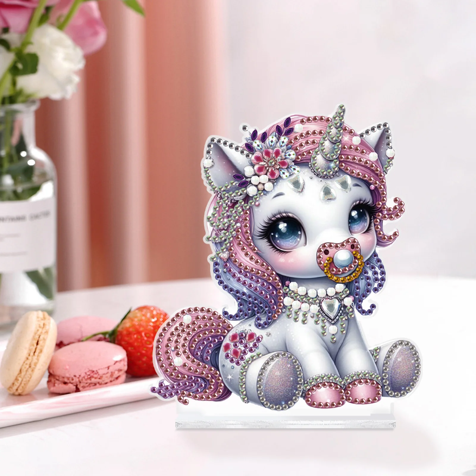 Diamond Art Painting Desktop Ornament Kits for Adults,Cute Horse Special Shape Diamond Art Tabletop Decor for Home Office Gift