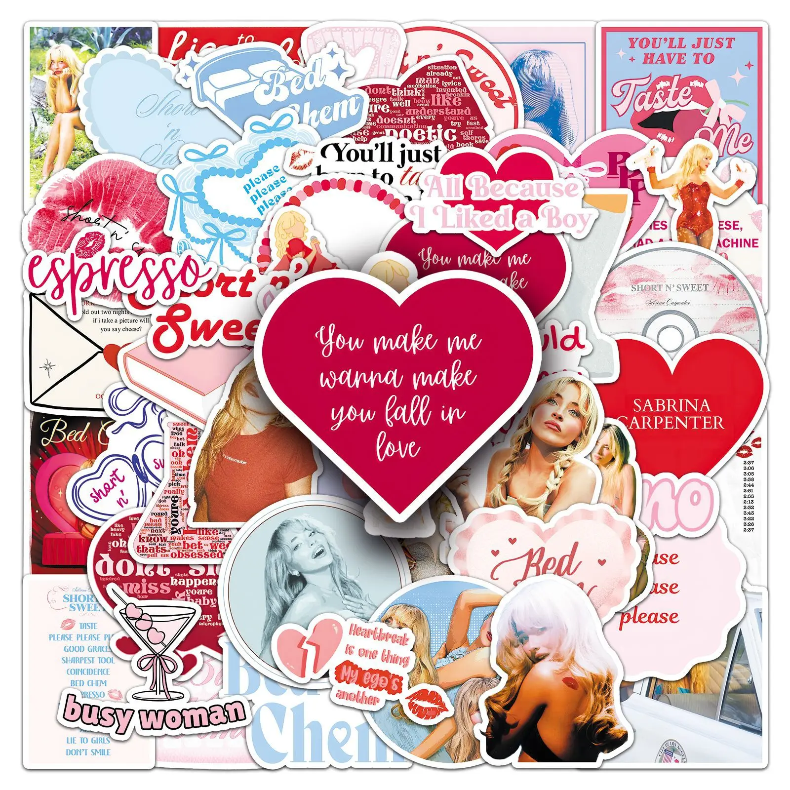 50PCS Sabrina Carpenter Stickers Funny Singer Decals Decoration DIY Album Skateboard Guitar Laptop Car Kids Graffiti Toys