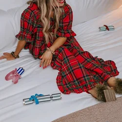 Green Christmas Pajamas Couple Pajama Set Simple Plaid Sleepwear Autumn Winter Women Pyjamas Suit Long Sleeve Loungewear