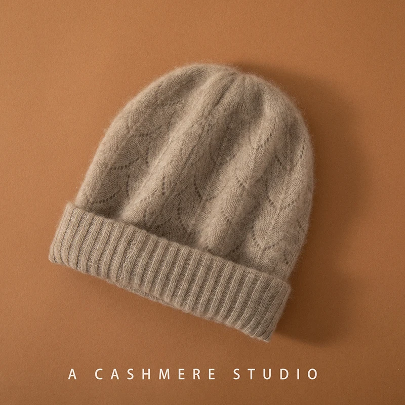 100%Quality Cashmere Knitting Headgears Winter Hats Outdoor Warm Caps Woman Fashion Two-Layer Winddproof Beanies Hat For Women