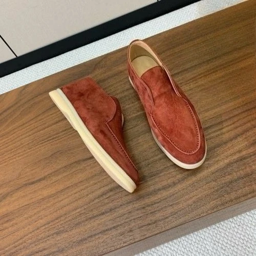 Schapenvacht suède hoge herenloafers, geheel leren korte laarzen, casual wandelschoenen, enkellaarsjes