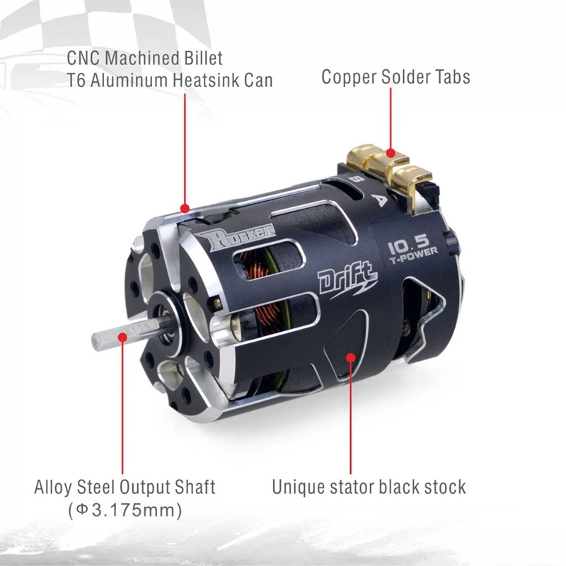 Rocket 540-V5R Inductive Drift Brushless Motor Drive Inductive Motor RC Electric Motors 8.5 10.5T Reverse Install Abc