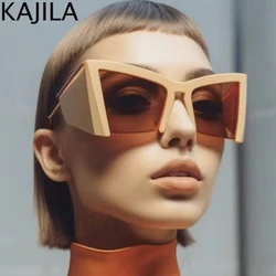 Oversized Square Punk Shield Sunglasses Women Big Frame 2024 Luxury Brand Cat Eye Sun Glasses For Ladies Shades Eyewear UV400