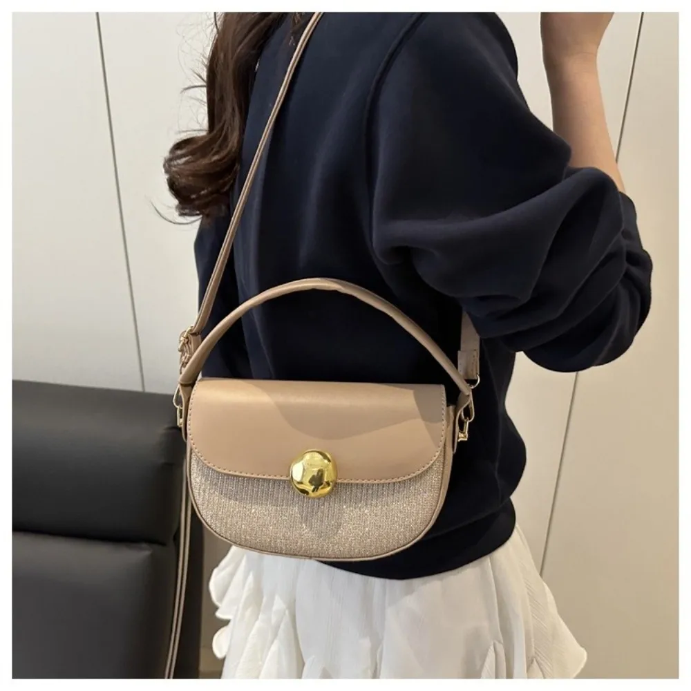 

Elegant Korean Style Sequin Crossbody Bag Half circle Luxury Saddle Bag Pu Adjustable Strap Women Shoulder Bag Dinner Party