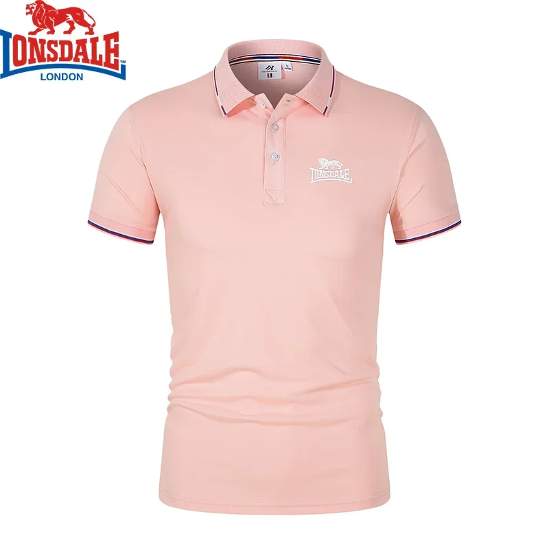 Embroidered LONSDALE Men's Breathable Polo Shirt Summer New Business Leisure High Quality Lapel Polo Shirt for Menpolo t shirt f