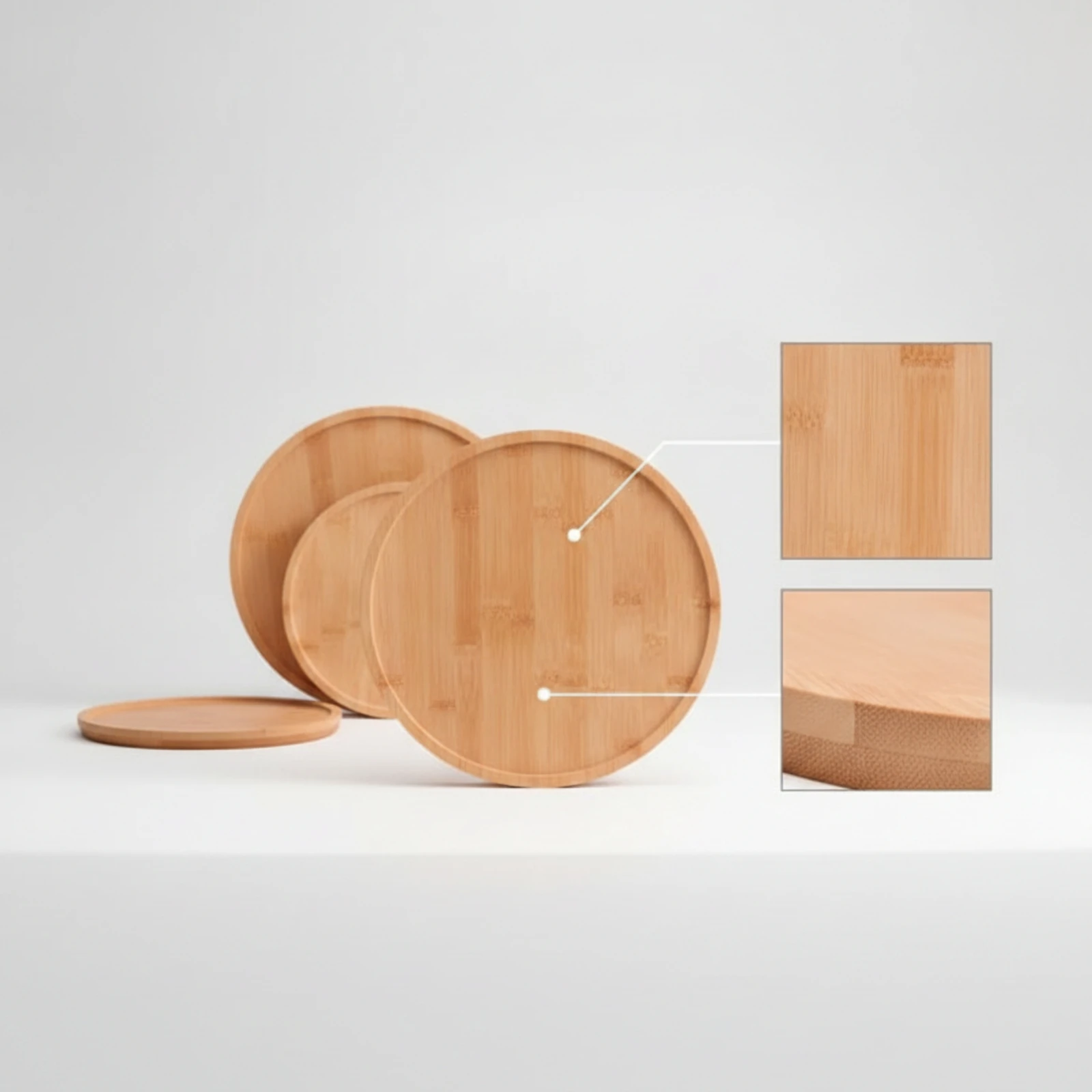 Round Serving Tray Smooth Bamboo Tray Platter Minimalist Slim for Hosts, Tabletop, Tea Service