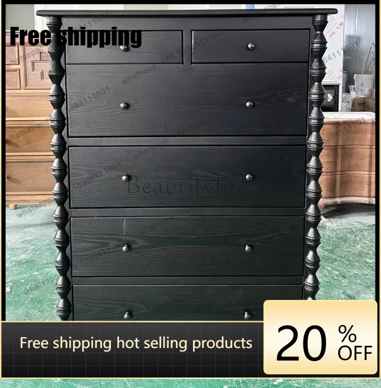 hot   Retro solid wood Chinese-style chest cabinet light luxury locker entry porch cabinet