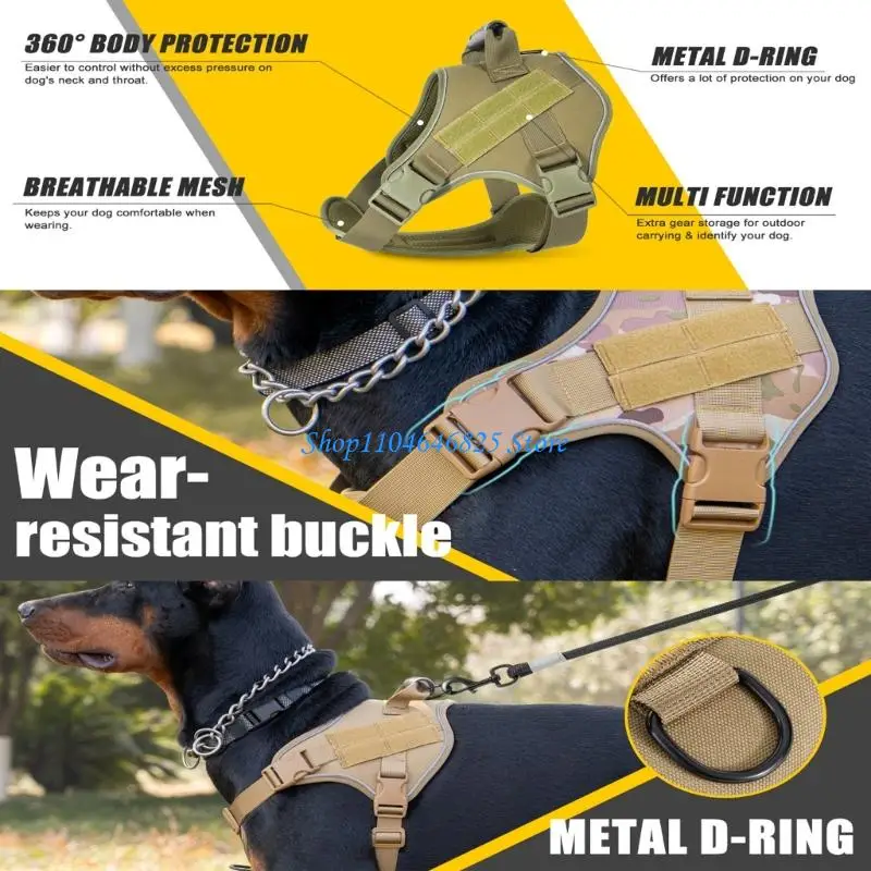 

Tacticals Dog Harness Breathable Vest for Outdoor Training Adjustable Strap Hiking Camping Training Comfortable Fit