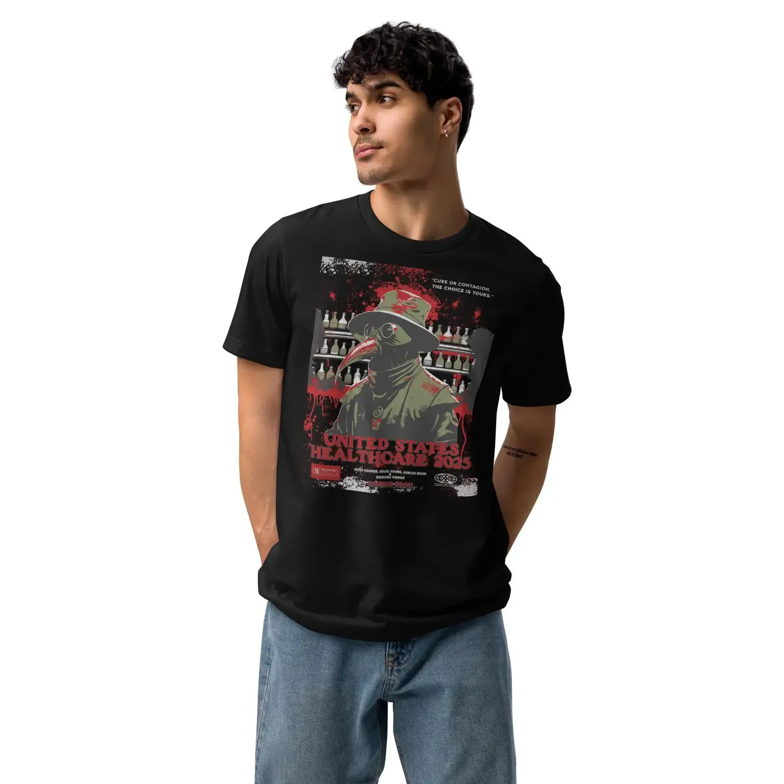 United States Healthcare Plague Doctor Horror staple eco t shirt vintage Washed Stretched Casual Stylish Versatile Comfortable