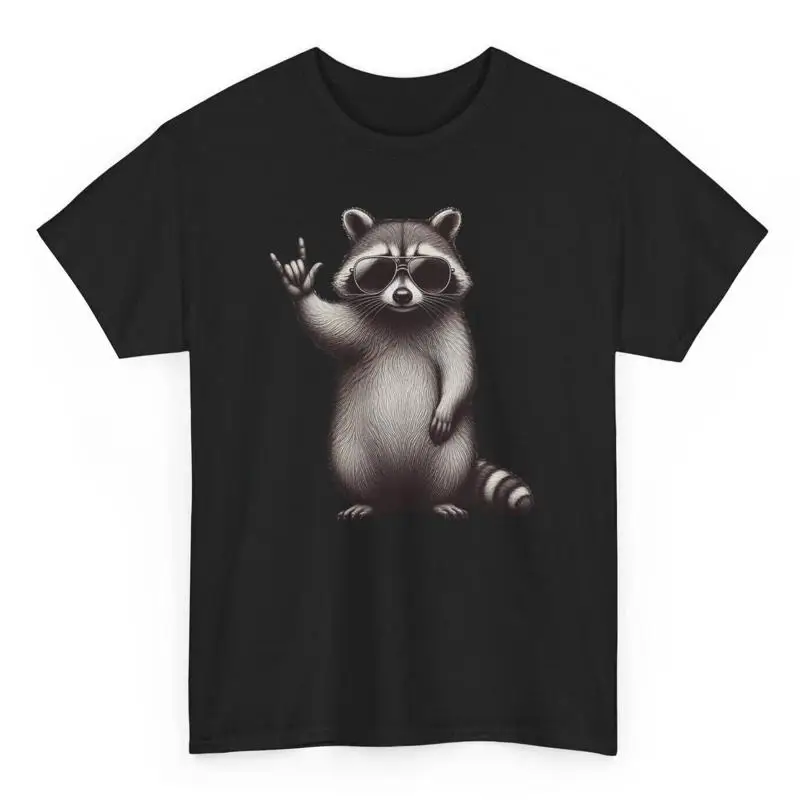 

Raccoon Rock Music T Shirt Retro Cool Funny