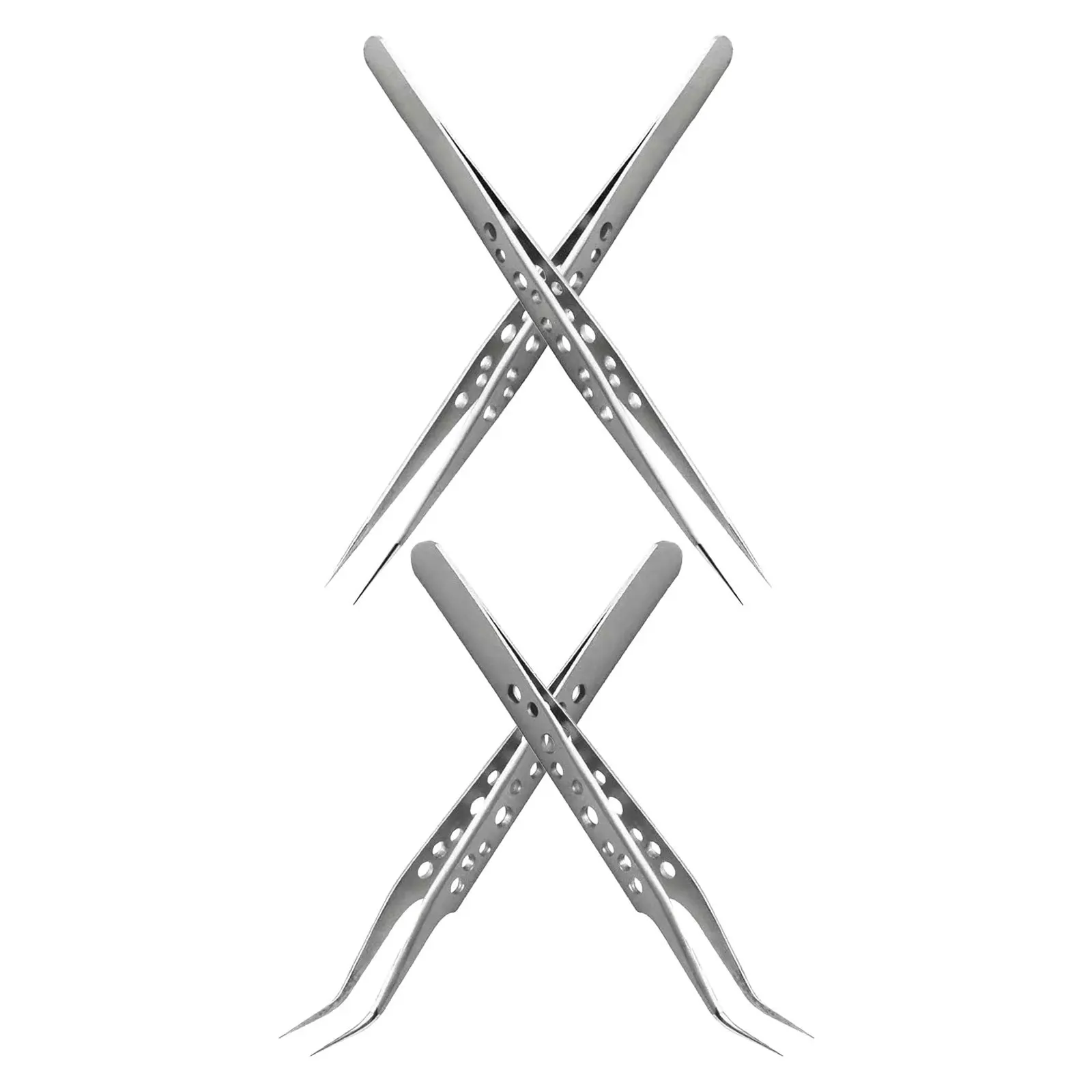 

4Pcs Stainless Steel Precision Tweezers Set Straight Curved Tips for Lab Nail Art Electronics Repair Crafting Jewelry Making