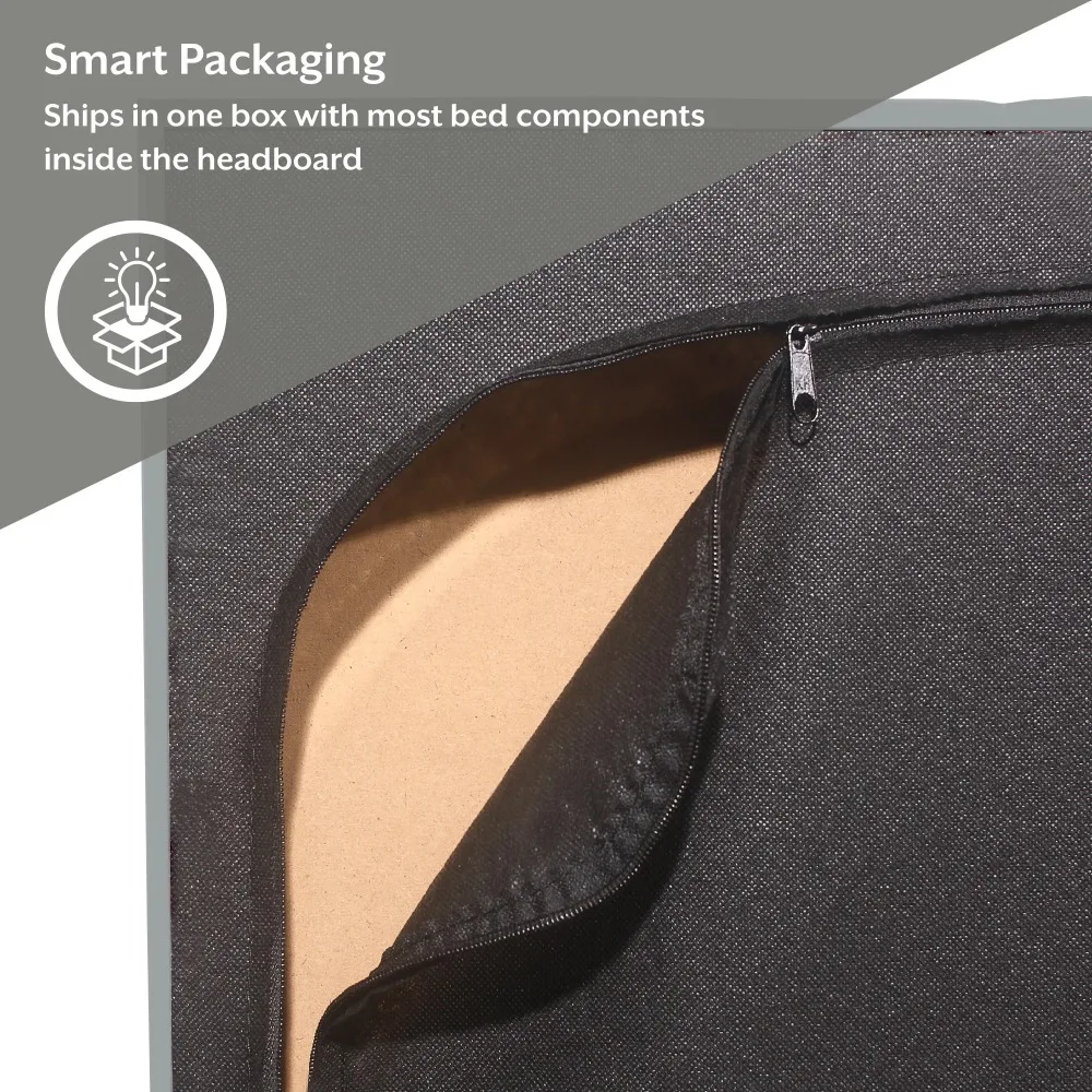 Cama de matrimonio tapizada, gris Platino, cosida, Canal Reece