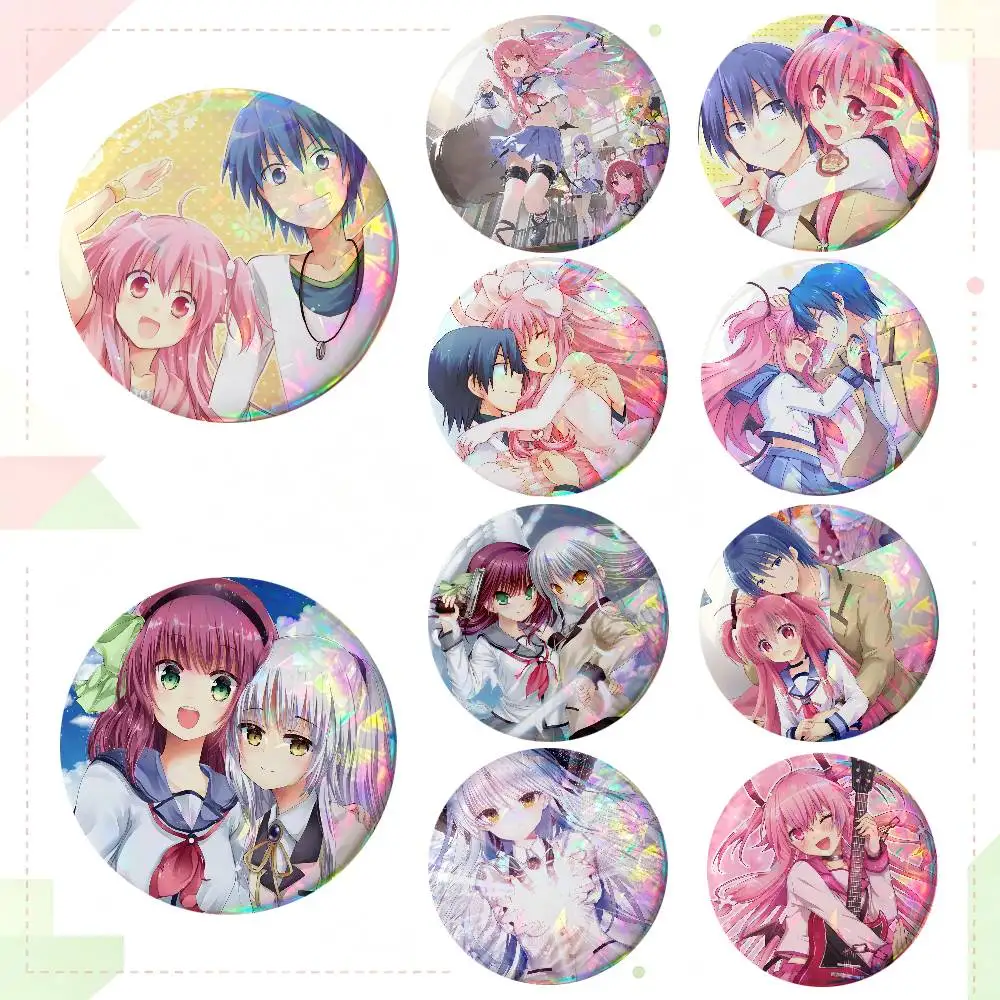 Anime Angel Beats Round Badge Creative Brooch Clothing Backpack Accessories Lapel Pin