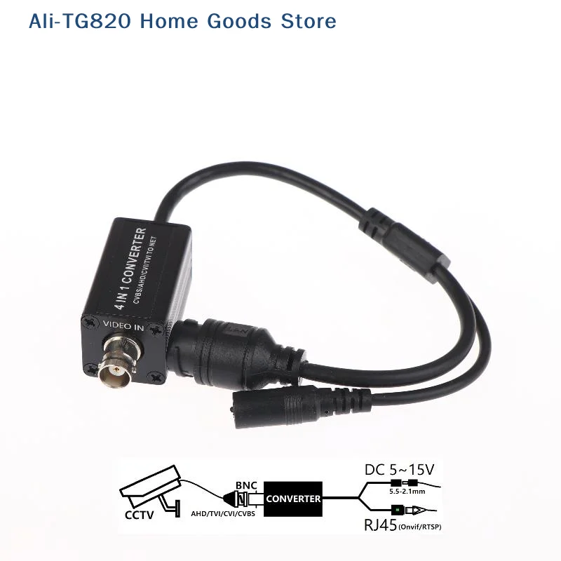 [tg820]ahd-tvi-cvi-cvbs-4-in-1-信号コンバータ-rj45-出力-bnc-入力-dc-5-15-v-h265-rtsp-アダプタ-セキュリティカメラシステム用