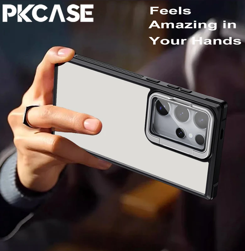 PKCASE Protection Case For Samsung S24 Plus Ultra Invisible Bracket Glass Lens Shockproof Cover For Galaxy S23 Ultra Plus