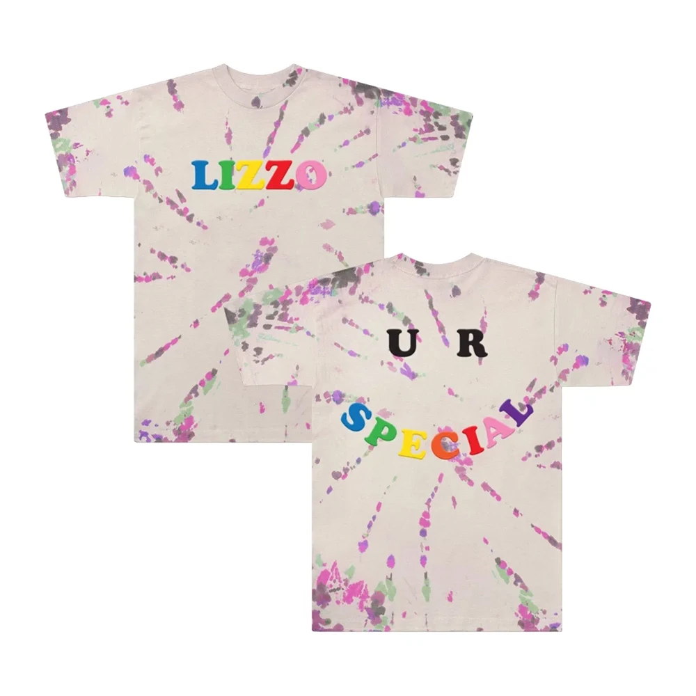 Lizzo U R Special Tie Dye T-shirt 2023 World Tour Crewneck Short Sleeve Tee Harajuku Streetwear Women Men Fashion Clothes