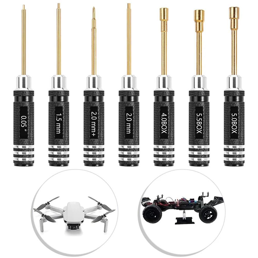 7pcs Hex Screwdriver Set Repair Tool Kit Set Nut Key Socket Precision Screwdriver For RC Cars Drones Models Repairing Assembling