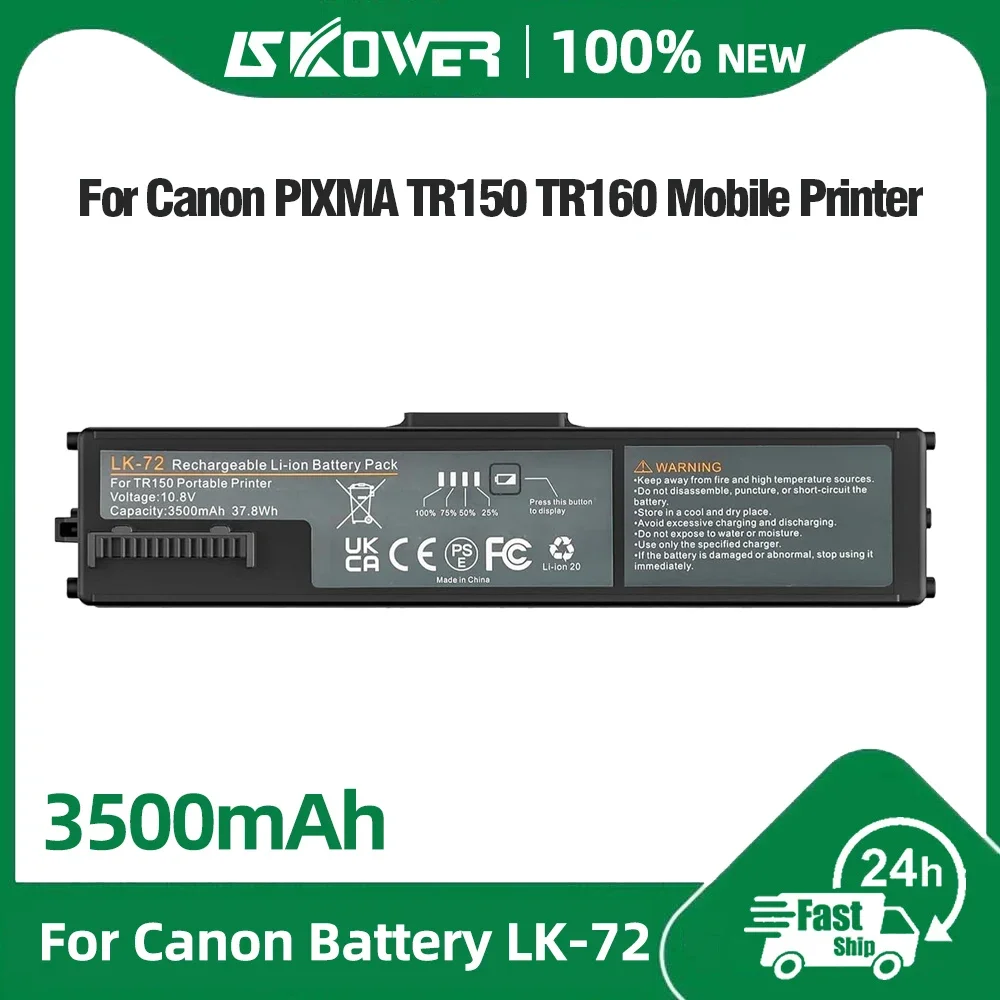 3500mAh LK-72 Battery for Canon PIXMA TR160 TR150 Wireless Portable Mobile Printer optional Battery Pack Cover Kit