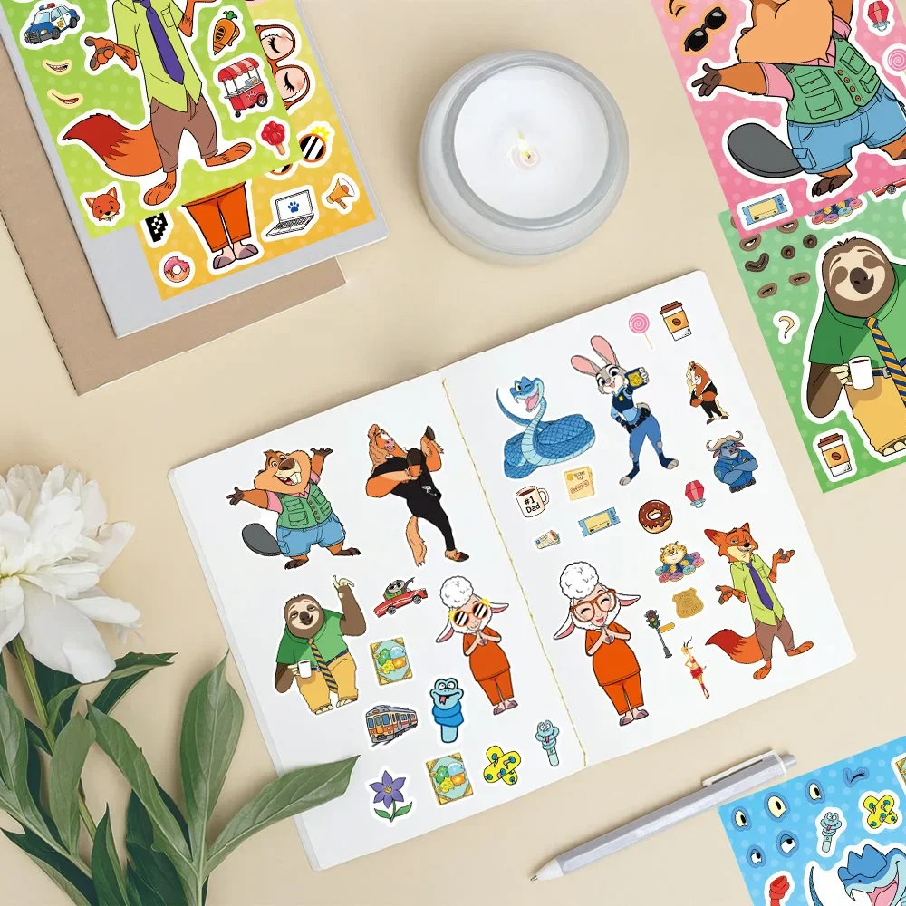 8/16 Blatt Make a Face Zootopia 2 Puzzle Cartoon Aufkleber DIY Ryder Chase Montieren Puzzle Kinder Spielzeug Kinder Jungen Spiel Party Geschenk