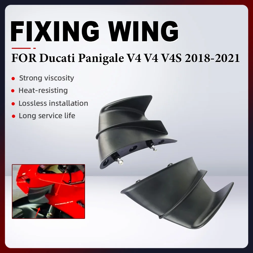 

For DUCATI Panigale V4 V4S V4R 2018-2021 ABS Plastic Motorcycle Front Aerodynamic Side Winglet Fixed Wing Spoiler Fairing Kit