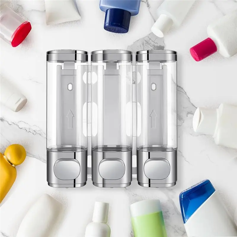 THIVN-3-In-1 Room Wall Mounted Bathroom Shower Pump Dispenser And Organizer - Can Be Used For Shampoo,Conditioner Reusable Durab