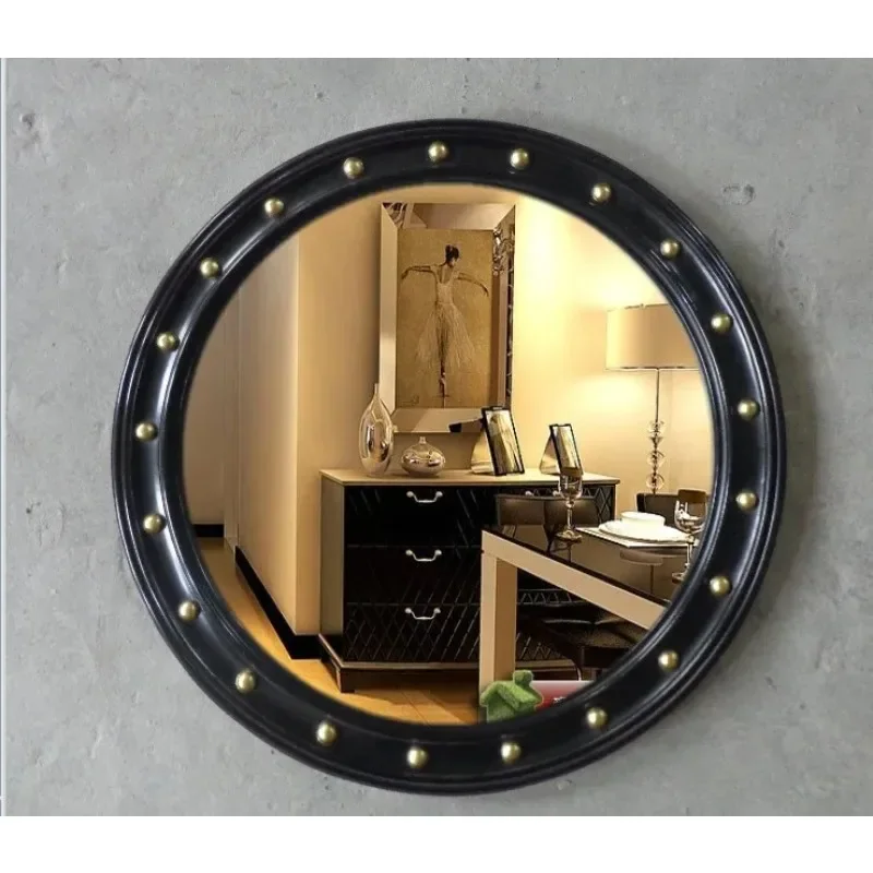 European American Retro Copper Mirror Bathroom Decoration Entrance Wall Hanging Dressing Mirror Decorative Mirrors