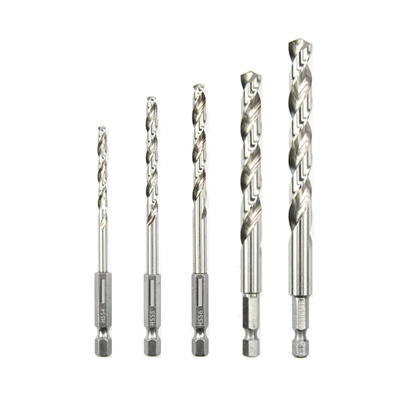 5 Stück HSS Schnellarbeitsstahl Spiralbohrer 1/4 Sechskantschaft Ersatz Sechskantgriff Stahl Elektrowerkzeug 3/4/5/6/8/10 mm – Detail 1