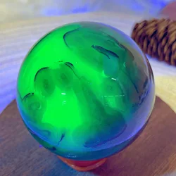 Healing Natural Crystals Volcanic Agate Sphere UV Light Fluorescence Painting Stone High Quality Energy Ornament Room Decor Gift