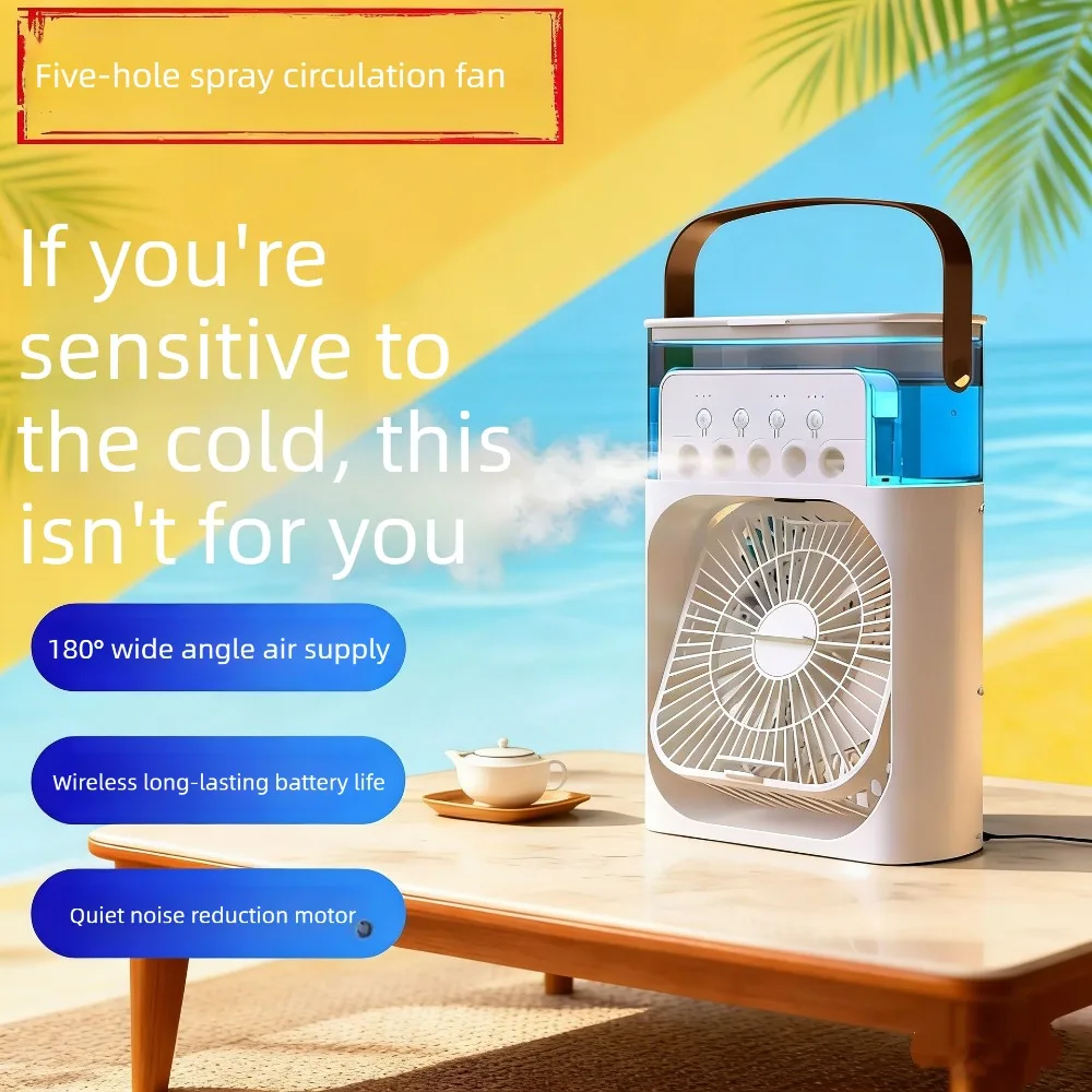 Ventilador Portátil 3 em 1 com Luz LED, Umidificador e Função de Temporizador para Casa e Escritório