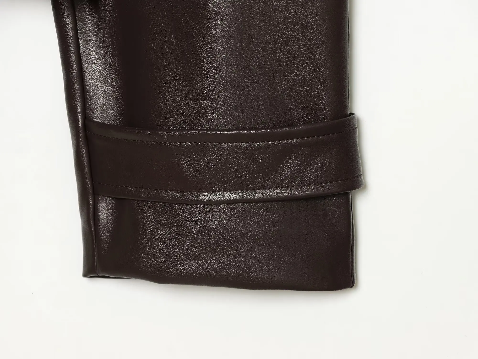 Guobioziy Glossy Shoulder-Patch Faux Leather Jacket with Belt Padded Shoulders 2026 Fall Women's Fashion Casual Leather Coat