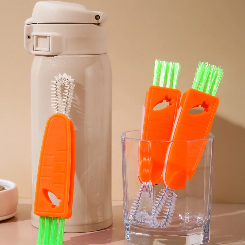 Cleaning Brush Small Bottle Cap Detail Brush Multi-function Straw Cleaning Tool Water Cleaning Gap Applies To The Bottle Carrot