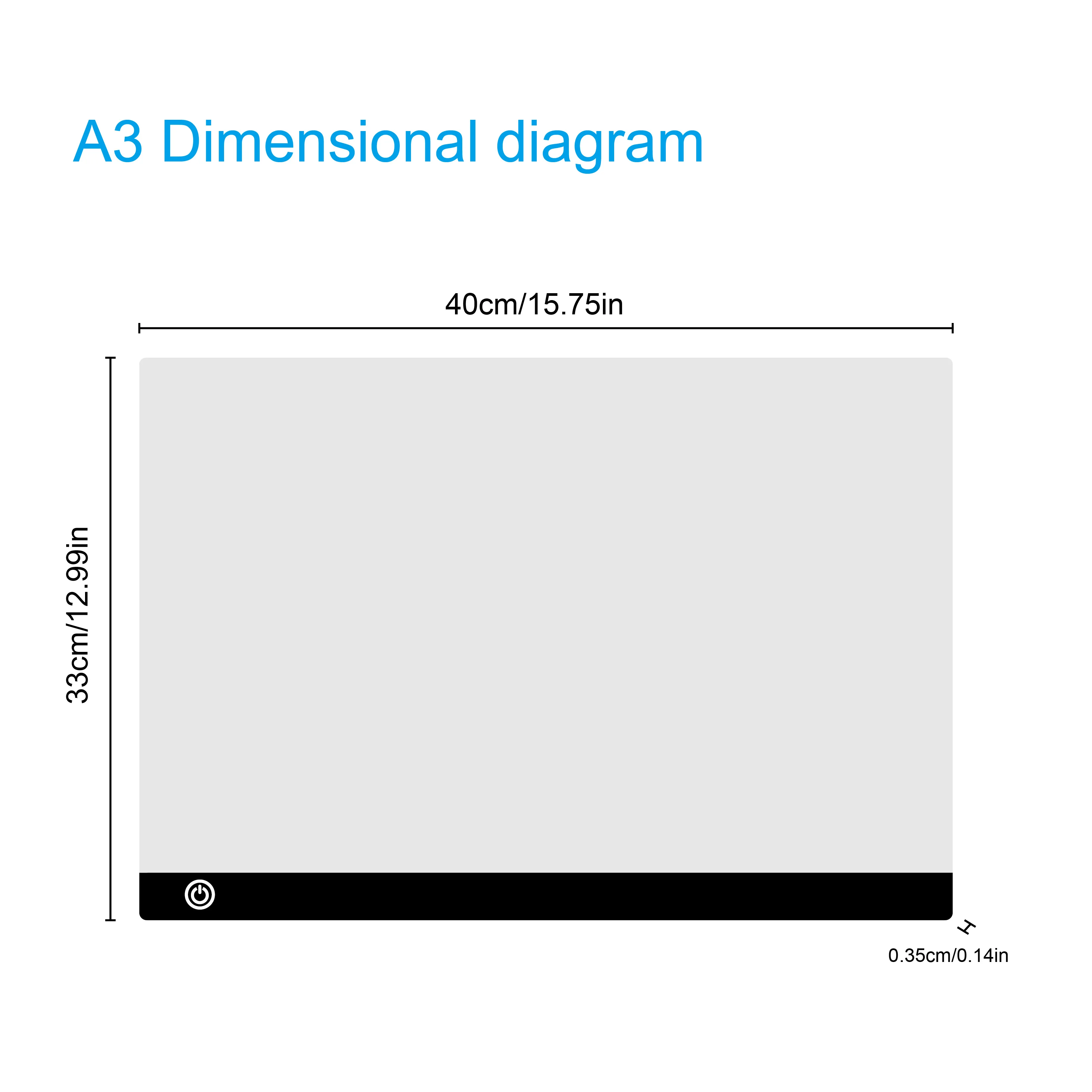 Tablero de luz bordado de diamantes, tablero de dibujo LED, tablero de copia ultrafino de 15,7 "de largo 0,13", boceto, animación, dibujo