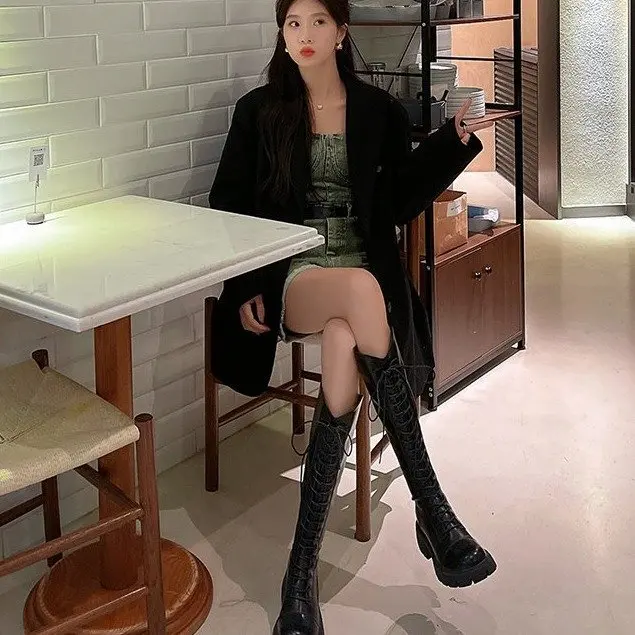 

Long tube boots for women 2025 new autumn and winter bold heel thick soled high tube boots long boots