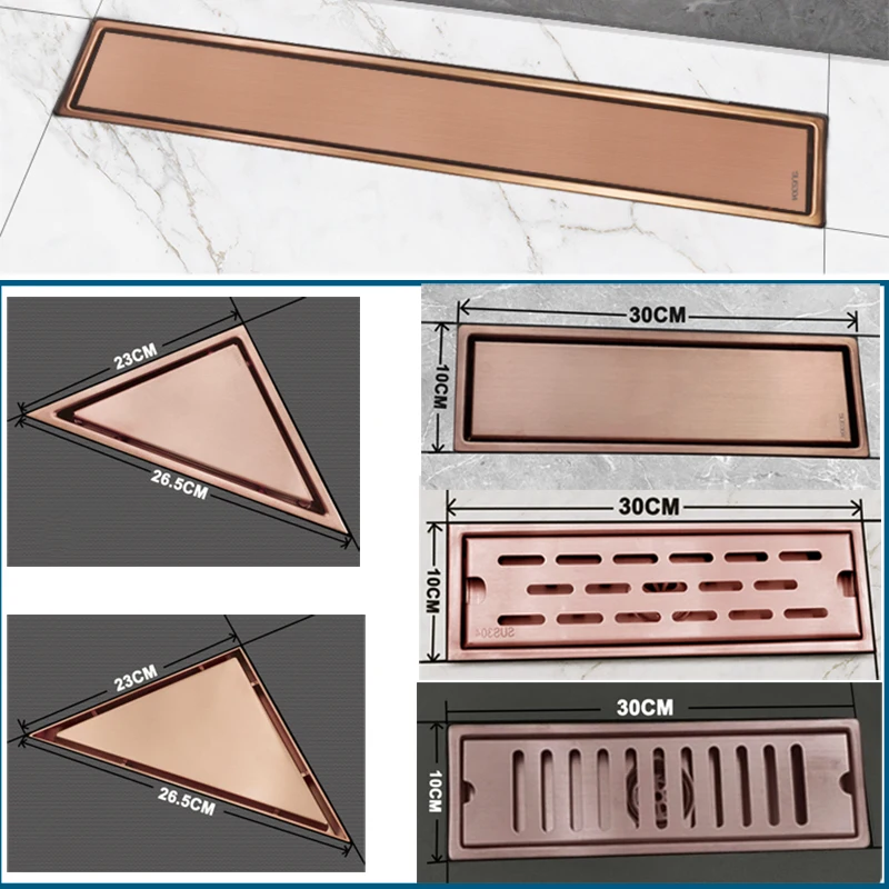 Bodenablauf aus gebürstetem Roségold, geruchshemmend, Ventildeckel, Duschfalle, Abflüsse für Küche, Badezimmer, Waschküche, Badezimmer-Zubehör