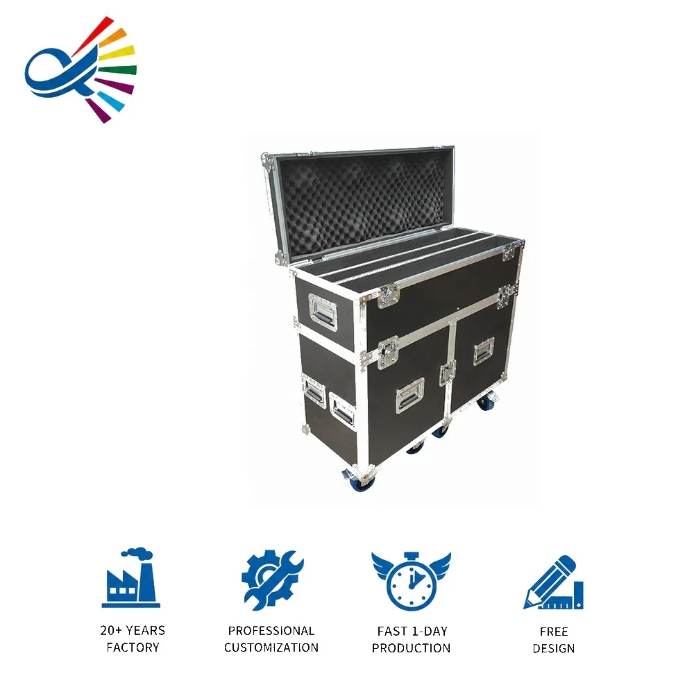Customizable 2IN1 Black Color Professional Speaker Flight Case For Portable Powered Column Speaker Systems