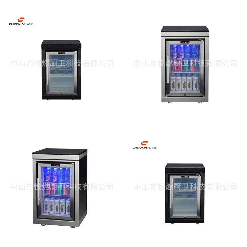 Outdoor Kitchen Refrigerator Cabinet European American Style Courtyard Patio Weatherproof Storage Unit for Garden BBQ Area