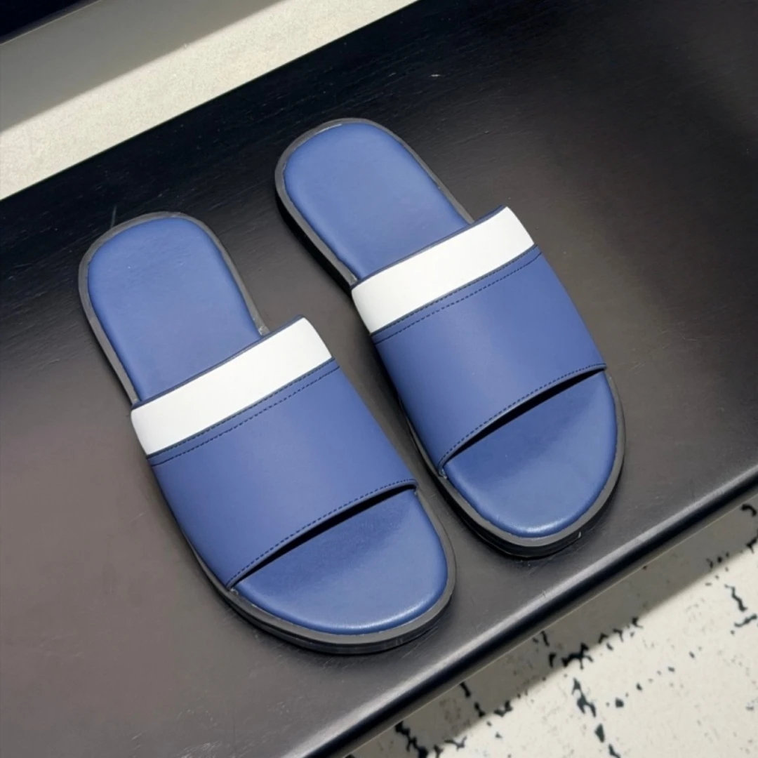 Sandalias de Cuero Vacuno Hechas a Mano para Hombre, Marca de Lujo, Chanclas de Playa, Regalos, Calzado Casual para Interiores y Exteriores, Estilo Business