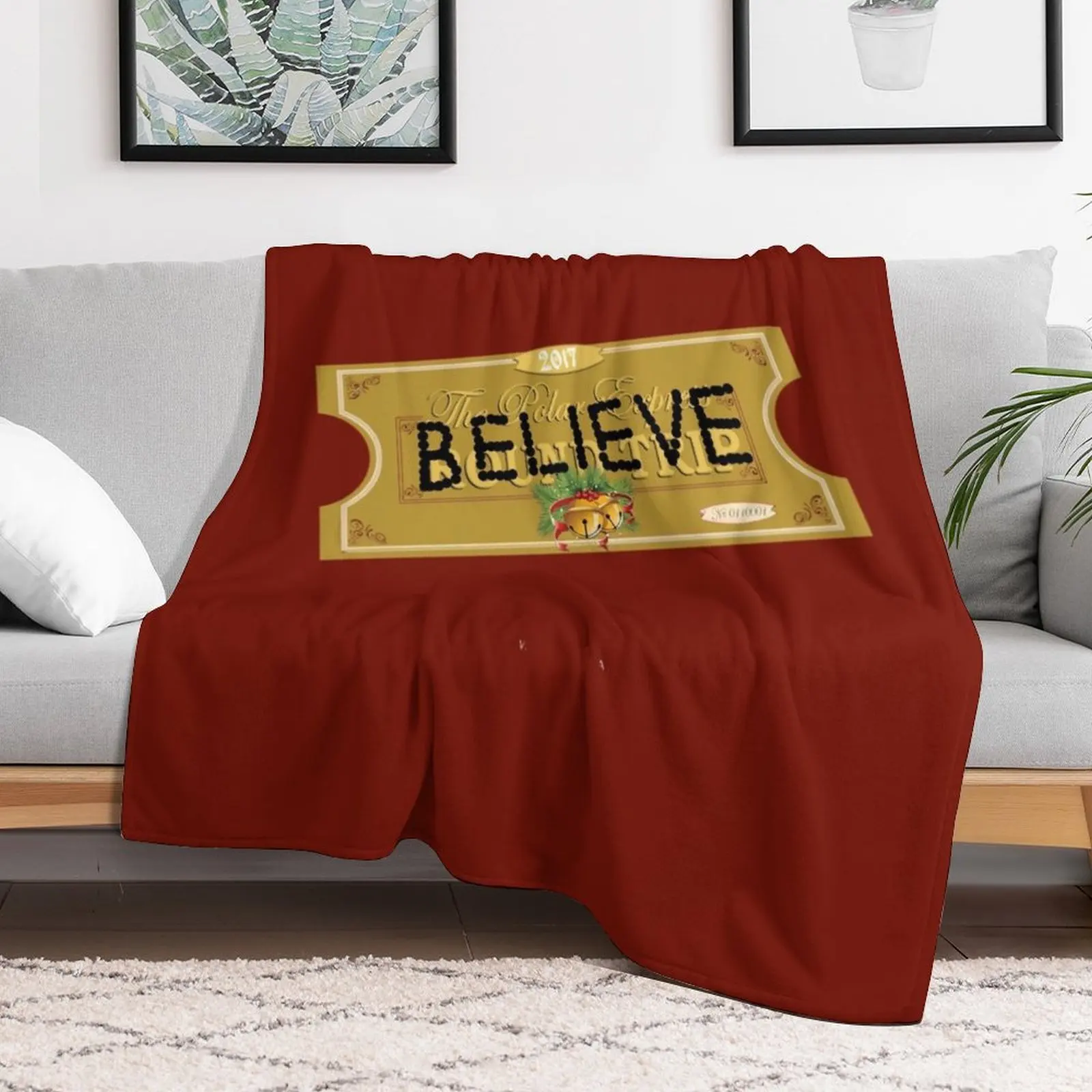 Believe Polar Express Santa Ticket Throw Blanket