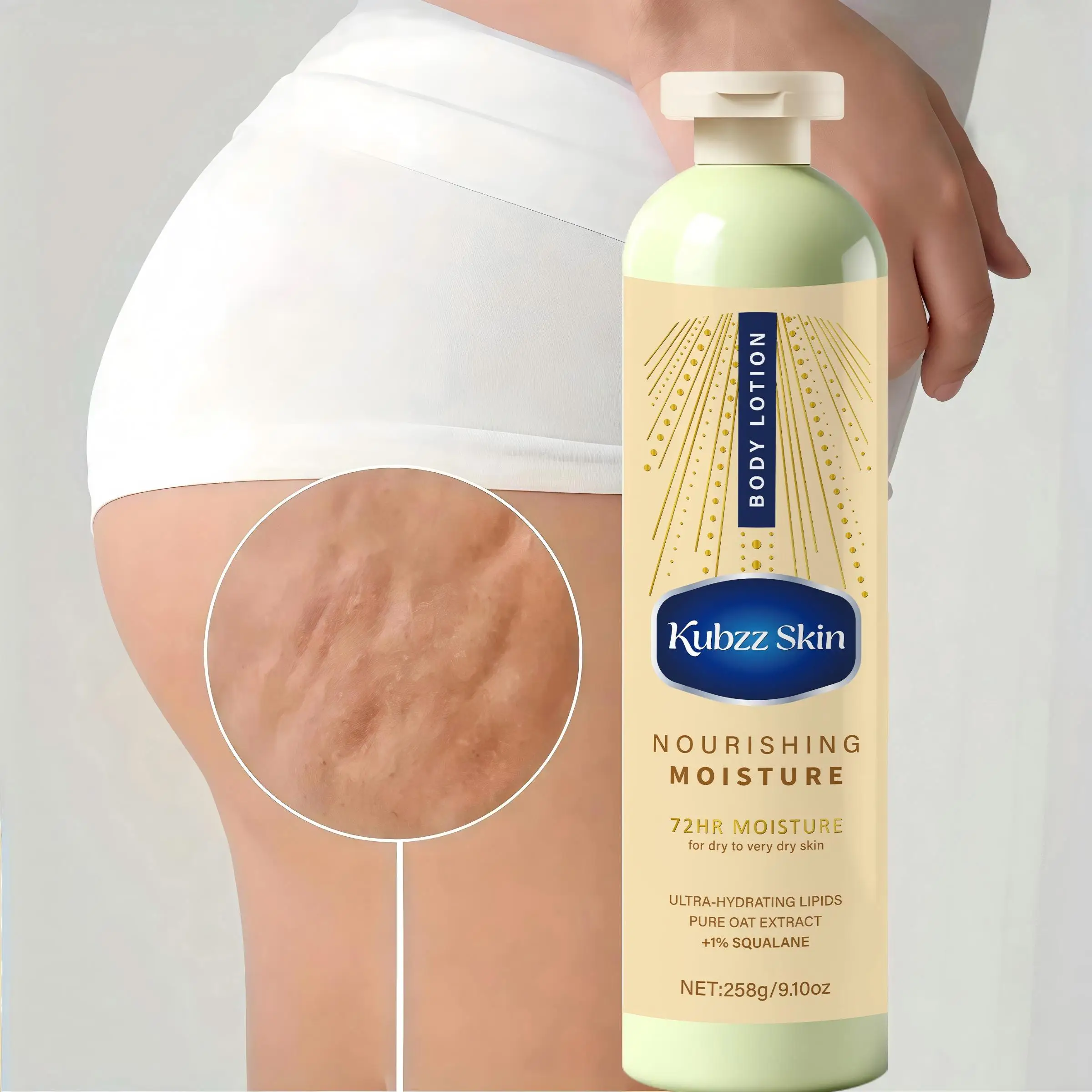 258g Large-Capacity Plant-Based Squalane Body Firming Cream, Moisturizes and Firms the Skin, with a Fresh Scent Helps Reduce Wrinkles on the Abdomen and Thighs, Leaving Skin Smooth and Soft. Has a Non-Greasy Texture and a Lightweight Formula