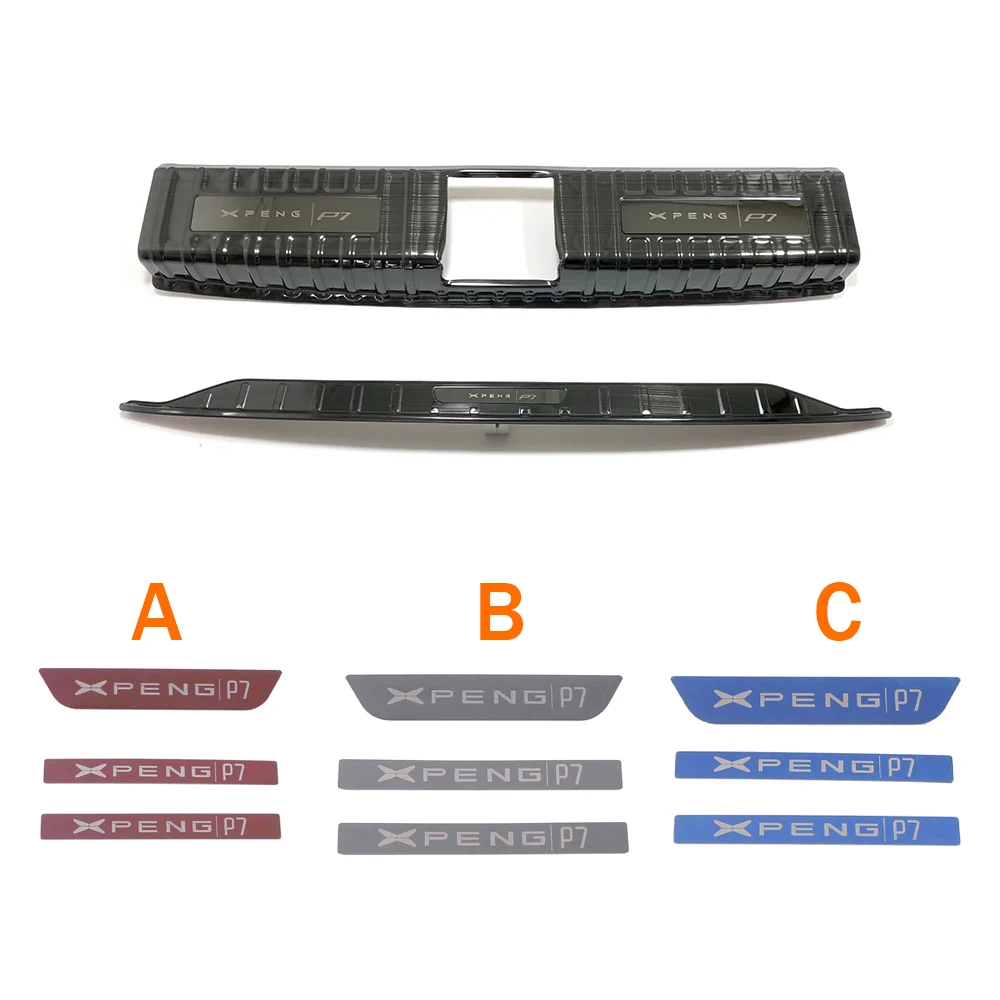 Stainless Black Silver Trim For Xpeng P7 Accessories 2020-2023 Car Rear Trunk Protector Plate Anti Hit/Dust sill Cover Styling